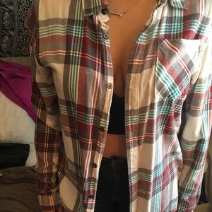 white grey blue and red flannel